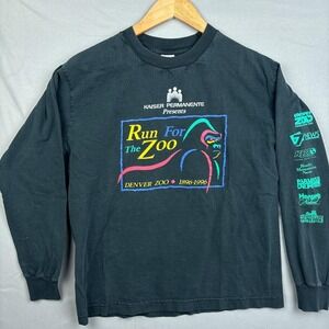Vintage 90s Denver Zoo Run For the Zoo Gorilla Long Sleeve Shirt Size Medium